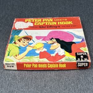 Vintage Super 8mm Walt Disney Peter Pan Meets Captain Hook B&W #1121 Home Movie